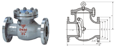 API、JIS旋啟式止回閥H44H結(jié)構(gòu)圖