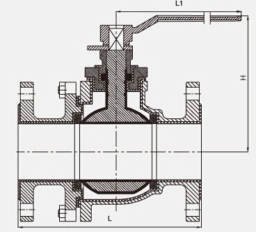 Q41F4-10/16、Q41F46-10/16C襯氟球閥結(jié)構(gòu)圖片