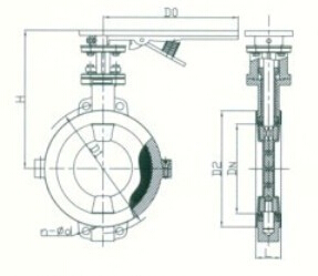 D71F46、D371F46襯氟手動對夾蝶閥結(jié)構(gòu)圖